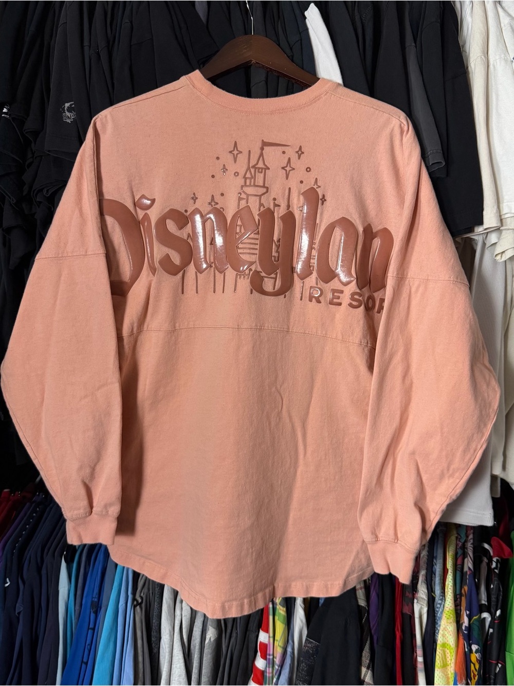 Disney Disneyland Spirit Jersey Womens Large Peach Boxy Oversized Longsleeve